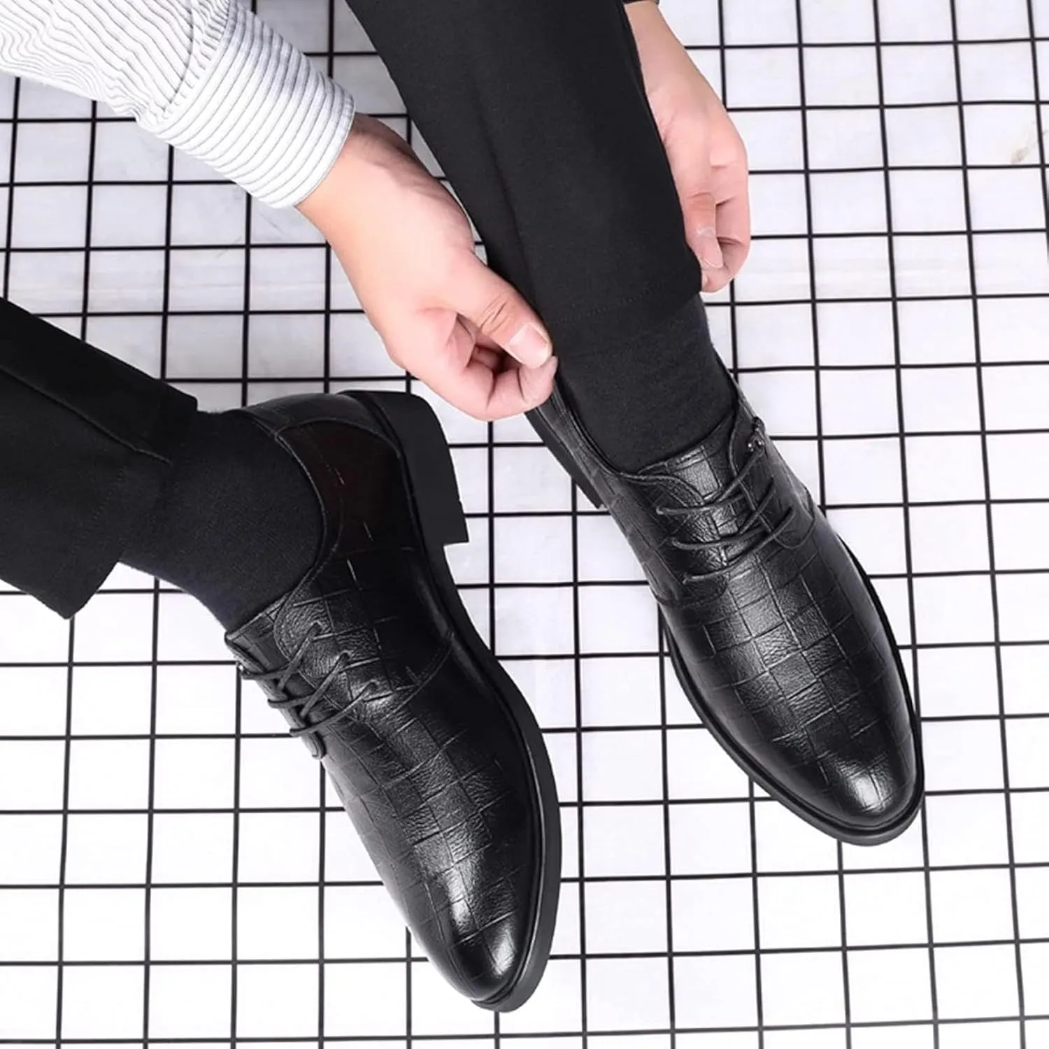 Men's Formal Shoes, Fashionable Pointed Business Shoes, Gentlemen's Lace up Low Top Leather Shoes, Classic Italian Style Wedding Shoes