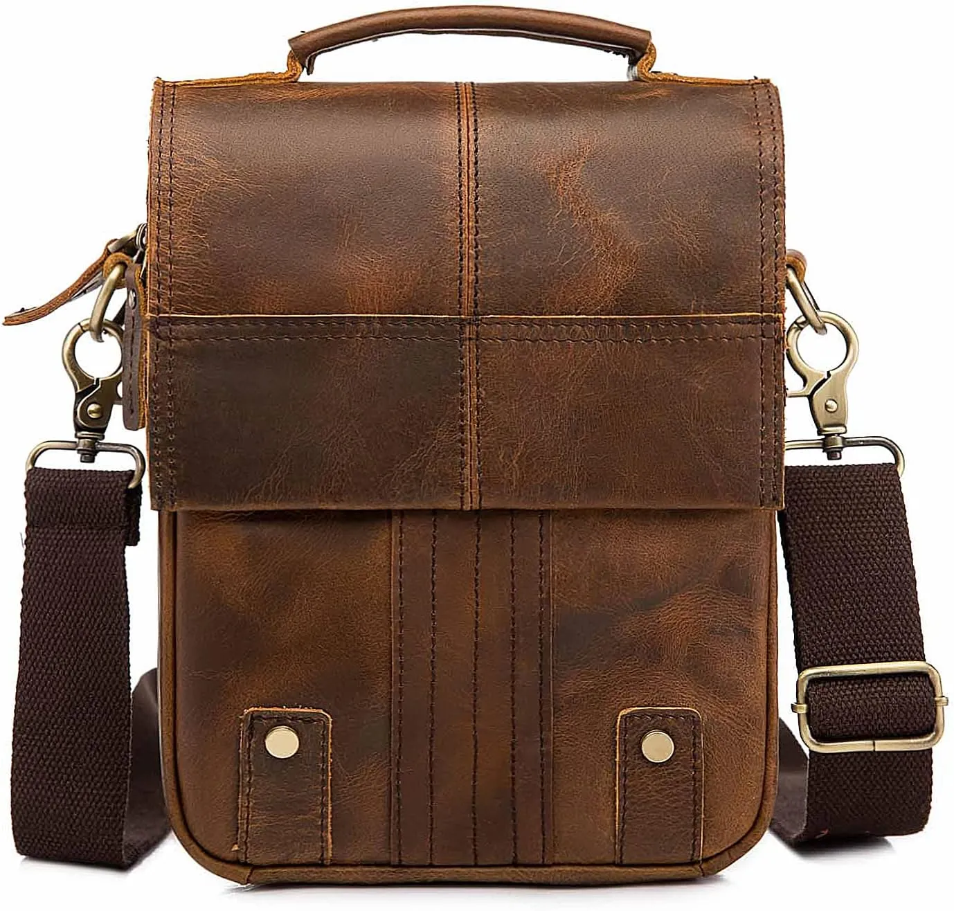Mens Genuine Leather Casual Sling Messenger Shoulder Cross Body Bag University Satchel