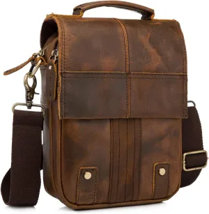 Mens Genuine Leather Casual Sling Messenger Shoulder Cross Body Bag University Satchel