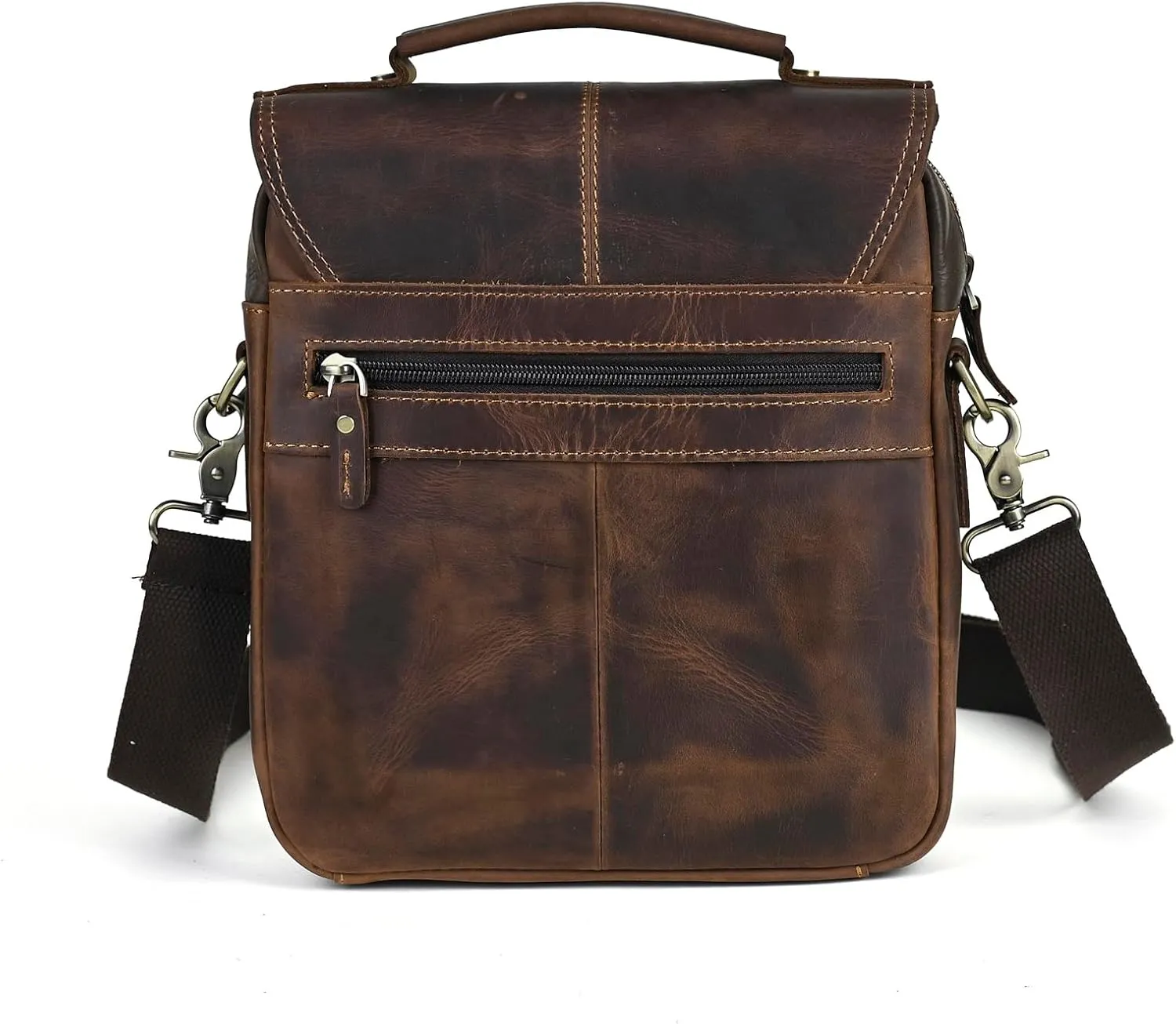 Mens Genuine Leather Satchel Sling Messenger Shoulder Cross body Bag Flap Over Tote Business Briefcase