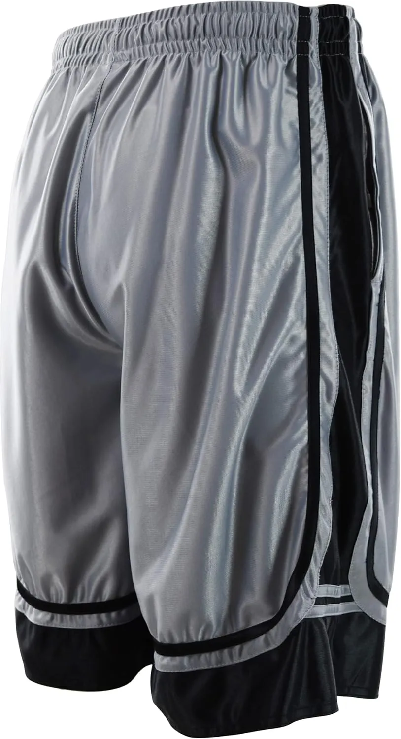 Mens Gym Training Basketball Shorts with Zippered Pockets