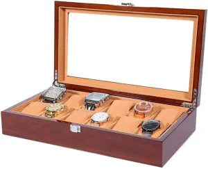 Mens Jewellery Box Watch Storage Box 3/5/6/8/12 grids Wooden Watch Box pu Leather Detachable Pillow Lockable Metal Buckle Jewelry Collection case Organiser Holder Watch Display Storage Box Vision