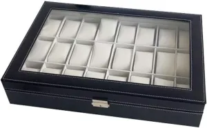Mens Jewellery Box Watch Storage Box Large Watch Box, 24 Storage, Detachable Inner pad, Transparent Display Watch Jewelry Storage Box Watch Display Storage Box Vision Watch Gift Box