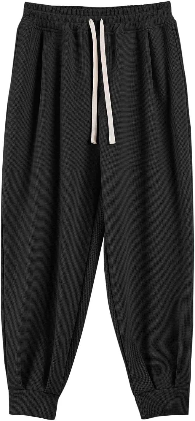 Mens Joggers Casual Loose Fit Drawstring Elastic Waist Sports Pants Athletic Gym Running Pants with Pocket Trendy
