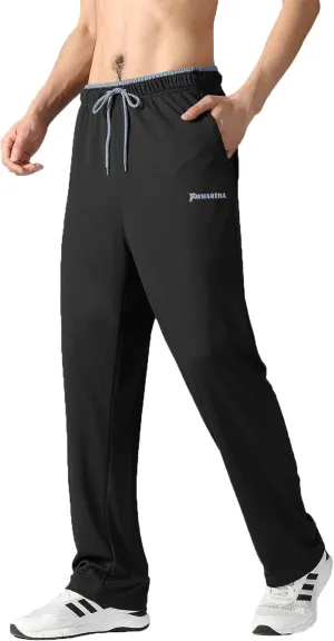 Men's Joggers Pants with Zipper Pockets,Lightweight Sweatpants,Open Bottom Athletic Loose Fit Training Pants.