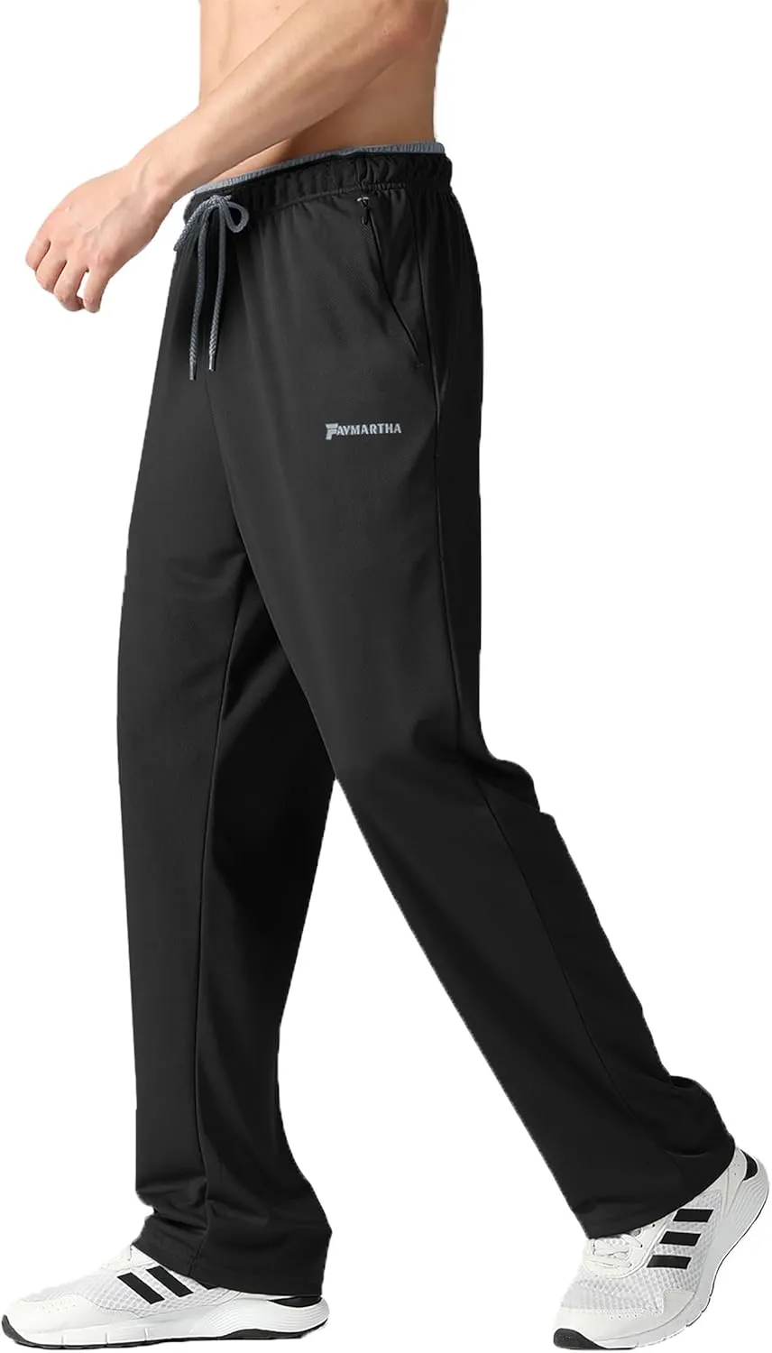 Men's Joggers Pants with Zipper Pockets,Lightweight Sweatpants,Open Bottom Athletic Loose Fit Training Pants.