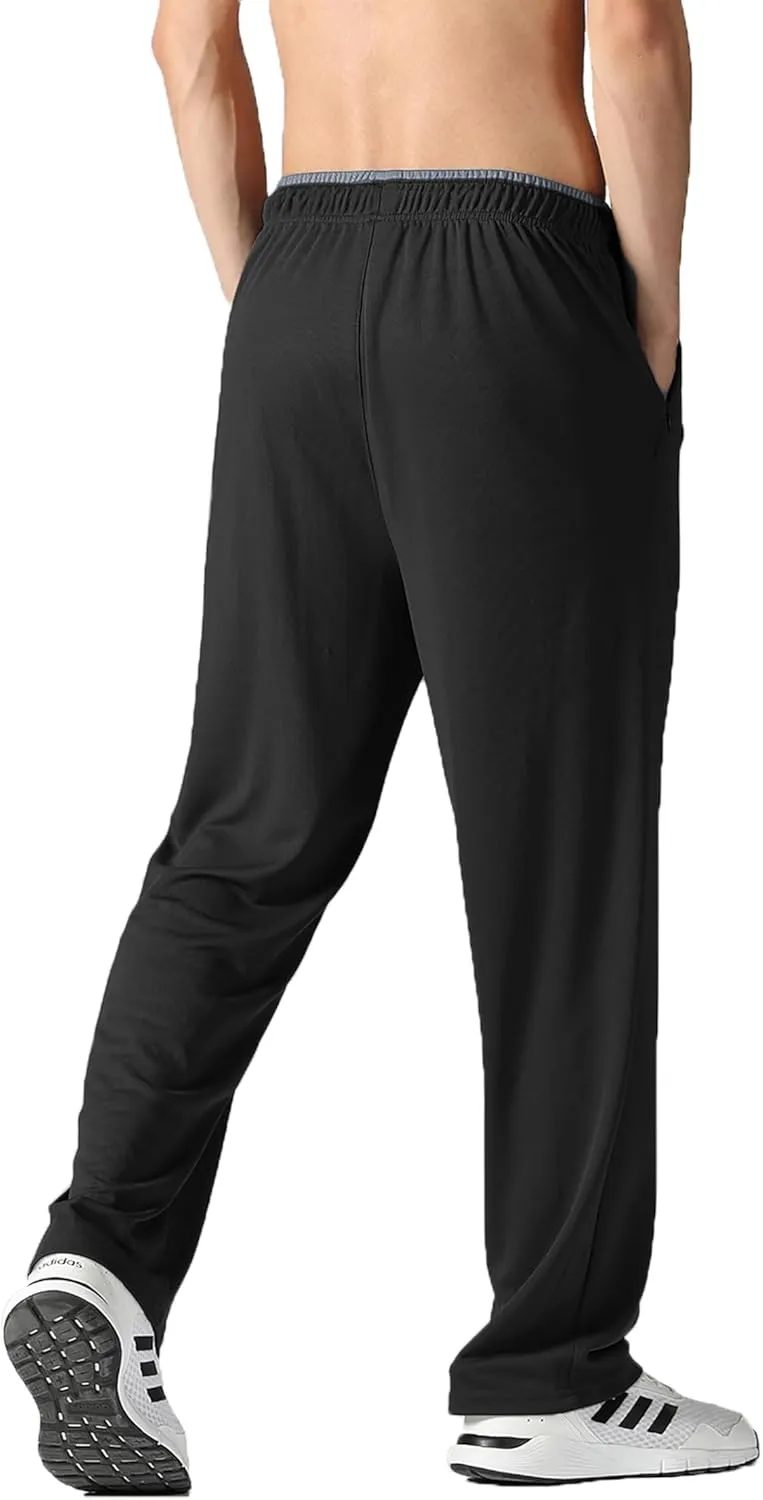 Men's Joggers Pants with Zipper Pockets,Lightweight Sweatpants,Open Bottom Athletic Loose Fit Training Pants.