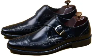 Men's Monk Shoes，Buckle Dress Shoes Urban Walking Work Banquet Business Leather Shoes,Black- 39/UK 6.5/US 7