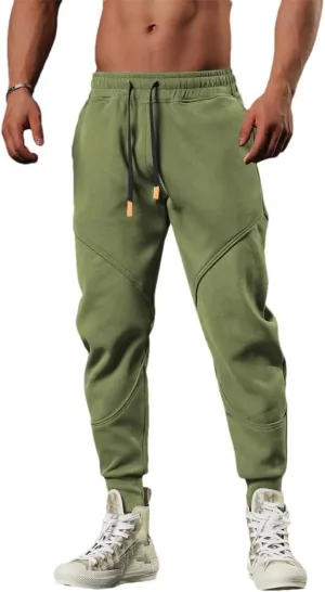 Men's Skinny-Fit Sports Joggers with Drawstring Waist Full-Length Gym Running Training Casual Sweatpants