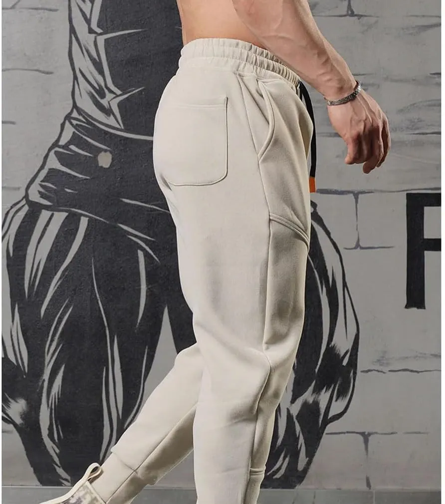 Men's Skinny-Fit Sports Joggers with Drawstring Waist Full-Length Gym Running Training Casual Sweatpants