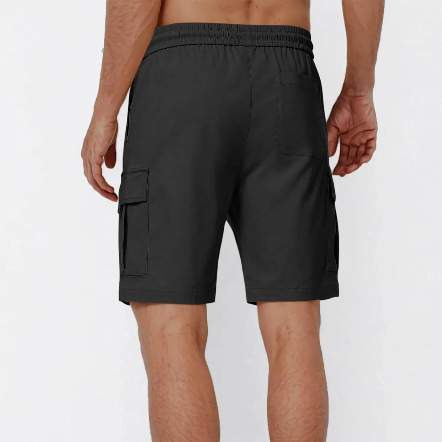 Men's Sweat Cargo Shorts Casual Cotton Drawstring Elastic Waist Short Athletic Workout Gym Jogger Shorts with Pocket