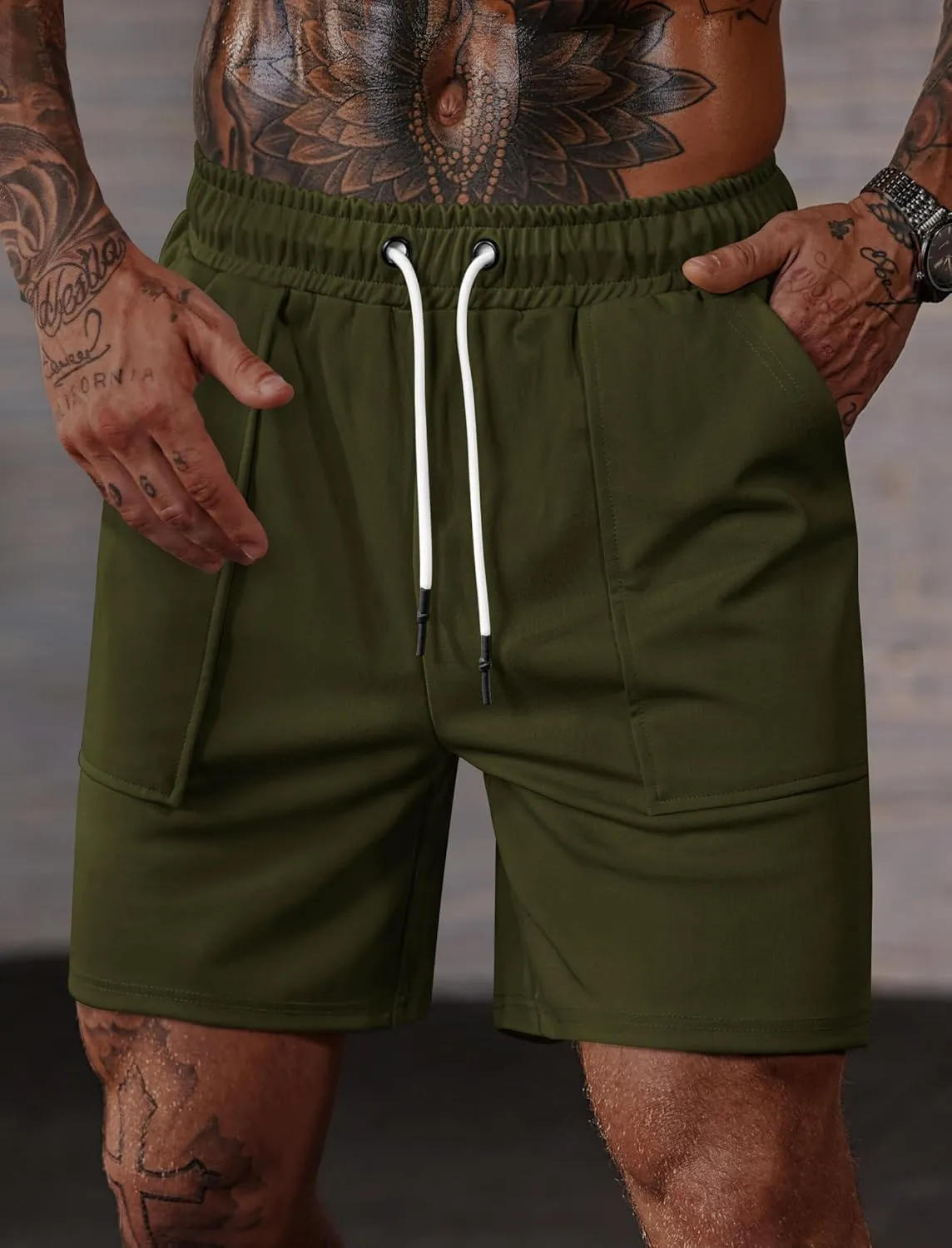 Men's Sweat Shorts Elastic Waist Drawstring 6'' Inseam Casual Gym Athletic Shorts with Pockets (S-3XL)