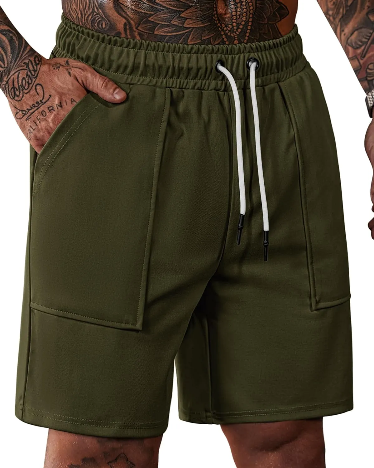 Men's Sweat Shorts Elastic Waist Drawstring 6'' Inseam Casual Gym Athletic Shorts with Pockets (S-3XL)