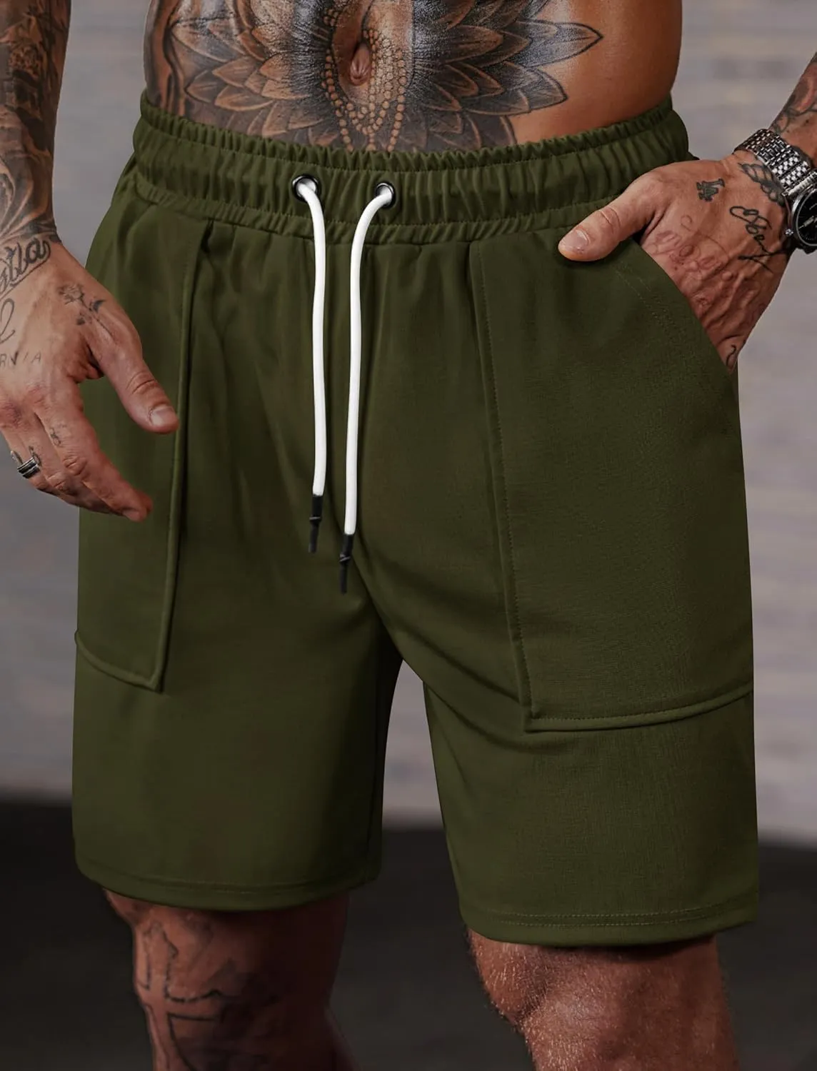 Men's Sweat Shorts Elastic Waist Drawstring 6'' Inseam Casual Gym Athletic Shorts with Pockets (S-3XL)