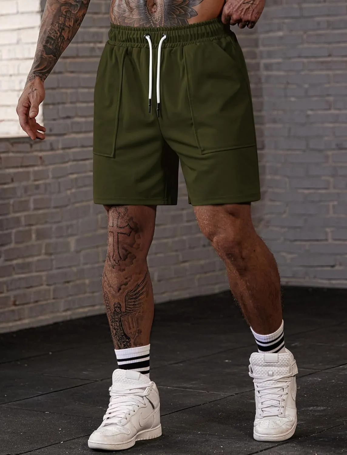Men's Sweat Shorts Elastic Waist Drawstring 6'' Inseam Casual Gym Athletic Shorts with Pockets (S-3XL)