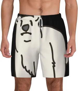 Men's Swim Trunk Quick Dry Swim Shorts with Liner Beach Short Polar Bear Bathing Suit with Pocket