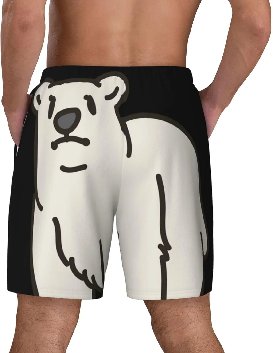 Men's Swim Trunk Quick Dry Swim Shorts with Liner Beach Short Polar Bear Bathing Suit with Pocket