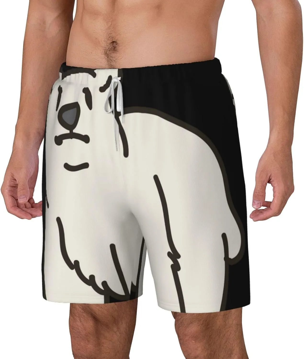 Men's Swim Trunk Quick Dry Swim Shorts with Liner Beach Short Polar Bear Bathing Suit with Pocket