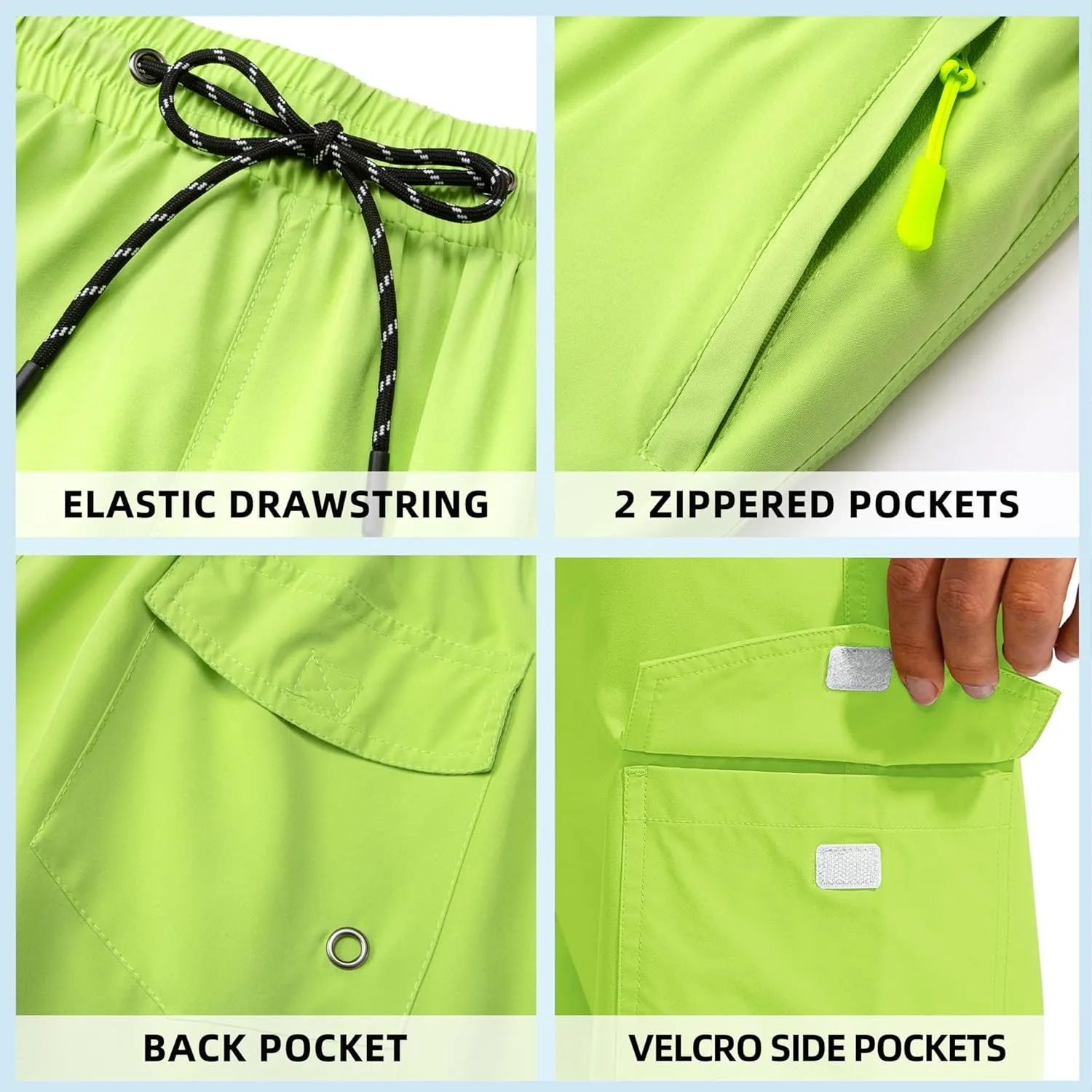 Men's Swim Trunks Quick Dry Board Shorts with Zipper Pockets Beach Shorts Bathing Suits for Men - No Mesh Liner