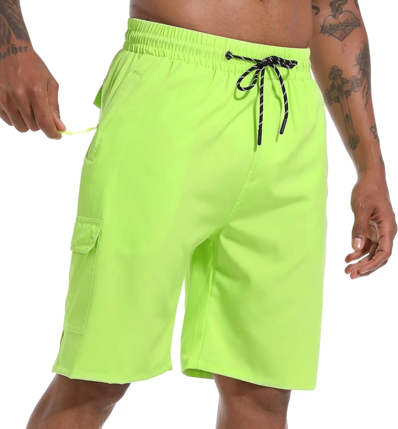 Men's Swim Trunks Quick Dry Board Shorts with Zipper Pockets Beach Shorts Bathing Suits for Men - No Mesh Liner