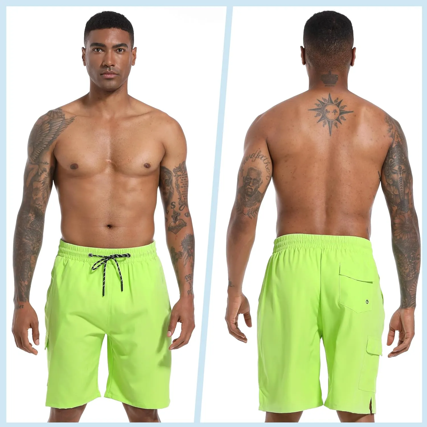 Men's Swim Trunks Quick Dry Board Shorts with Zipper Pockets Beach Shorts Bathing Suits for Men - No Mesh Liner
