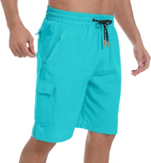 Men's Swim Trunks Quick Dry Board Shorts with Zipper Pockets Beach Shorts Bathing Suits for Men - No Mesh Liner