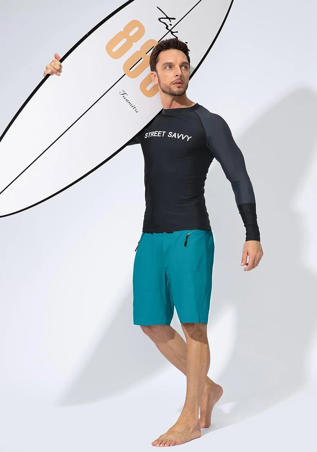 Men's Swim Trunks Quick Dry Board Shorts with Zipper Pockets Beach Shorts Bathing Suits for Men - No Mesh Liner