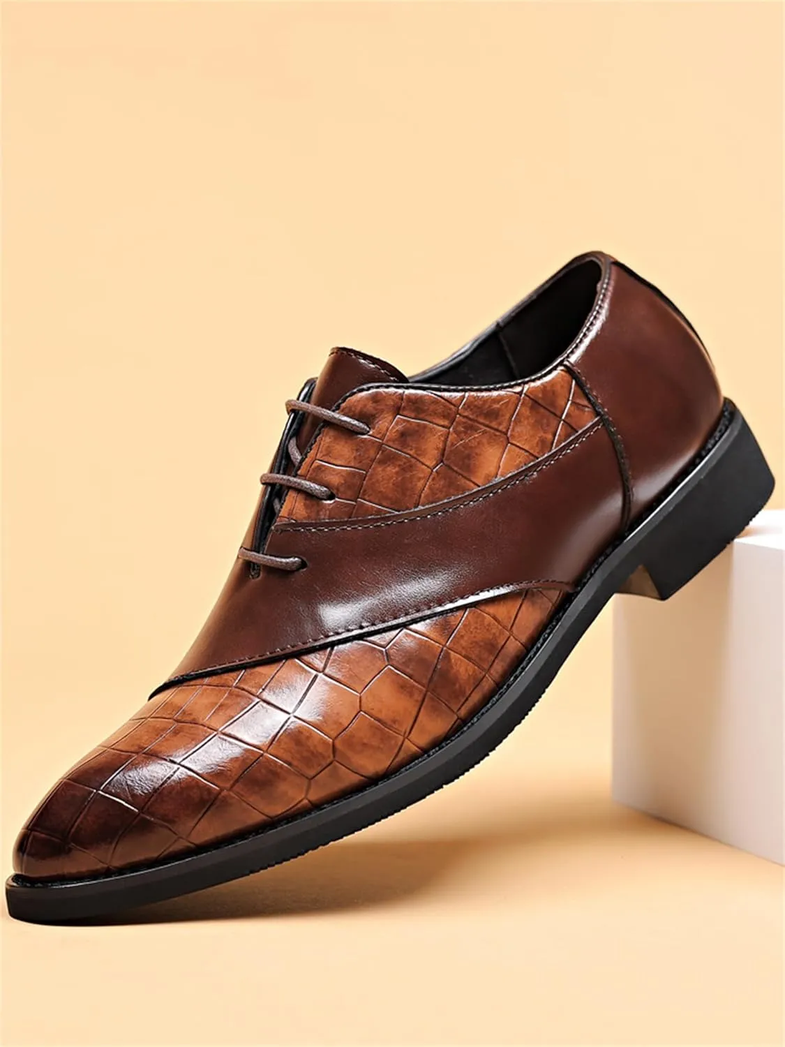 Men's Trendy Dress Shoes Business Formal Lace-up Oxfords Modern Casual Derby Shoes