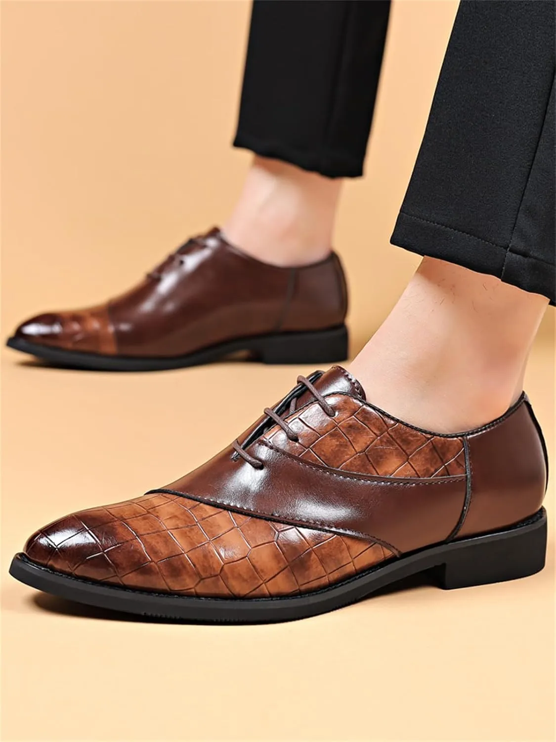 Men's Trendy Dress Shoes Business Formal Lace-up Oxfords Modern Casual Derby Shoes