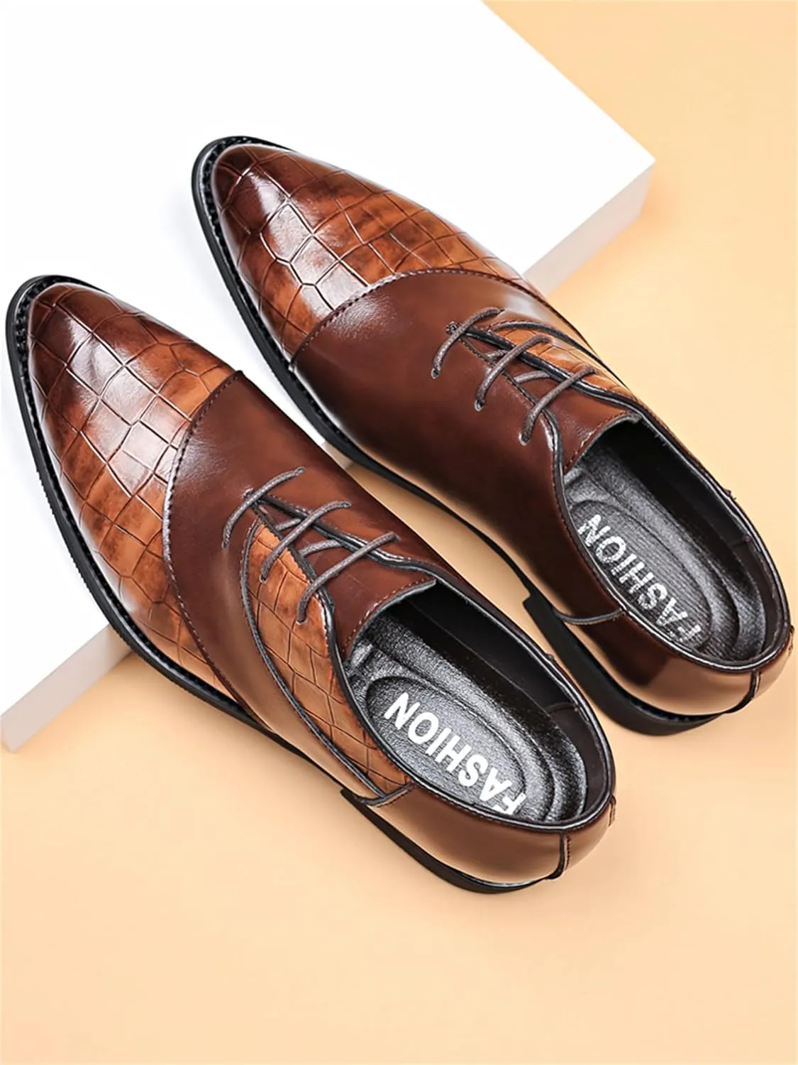 Men's Trendy Dress Shoes Business Formal Lace-up Oxfords Modern Casual Derby Shoes