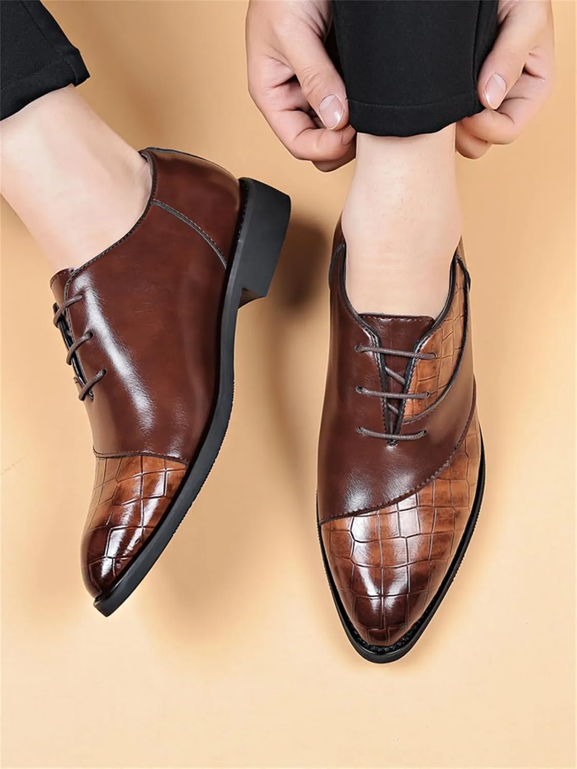 Men's Trendy Dress Shoes Business Formal Lace-up Oxfords Modern Casual Derby Shoes