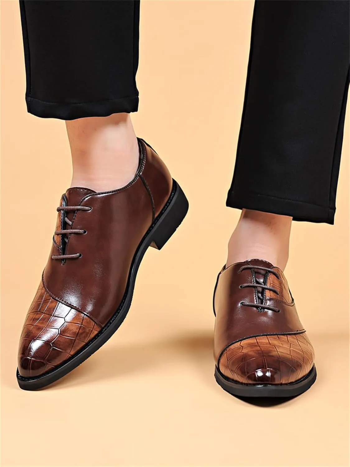 Men's Trendy Dress Shoes Business Formal Lace-up Oxfords Modern Casual Derby Shoes