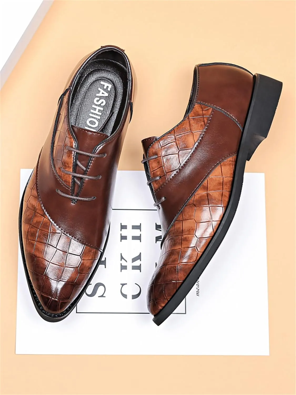 Men's Trendy Dress Shoes Business Formal Lace-up Oxfords Modern Casual Derby Shoes