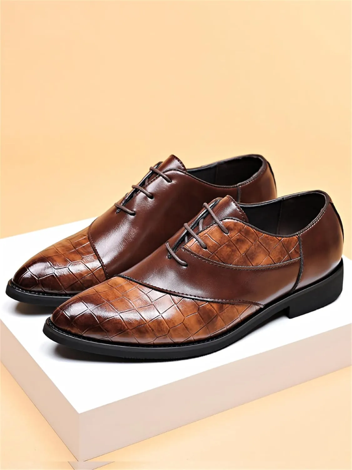 Men's Trendy Dress Shoes Business Formal Lace-up Oxfords Modern Casual Derby Shoes
