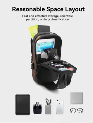 Men's USB Charging Backpack Lure Chest Bag Adjustable Strap Single Shoulder Waist Bag Waterproof Crossbody Bag (grey)