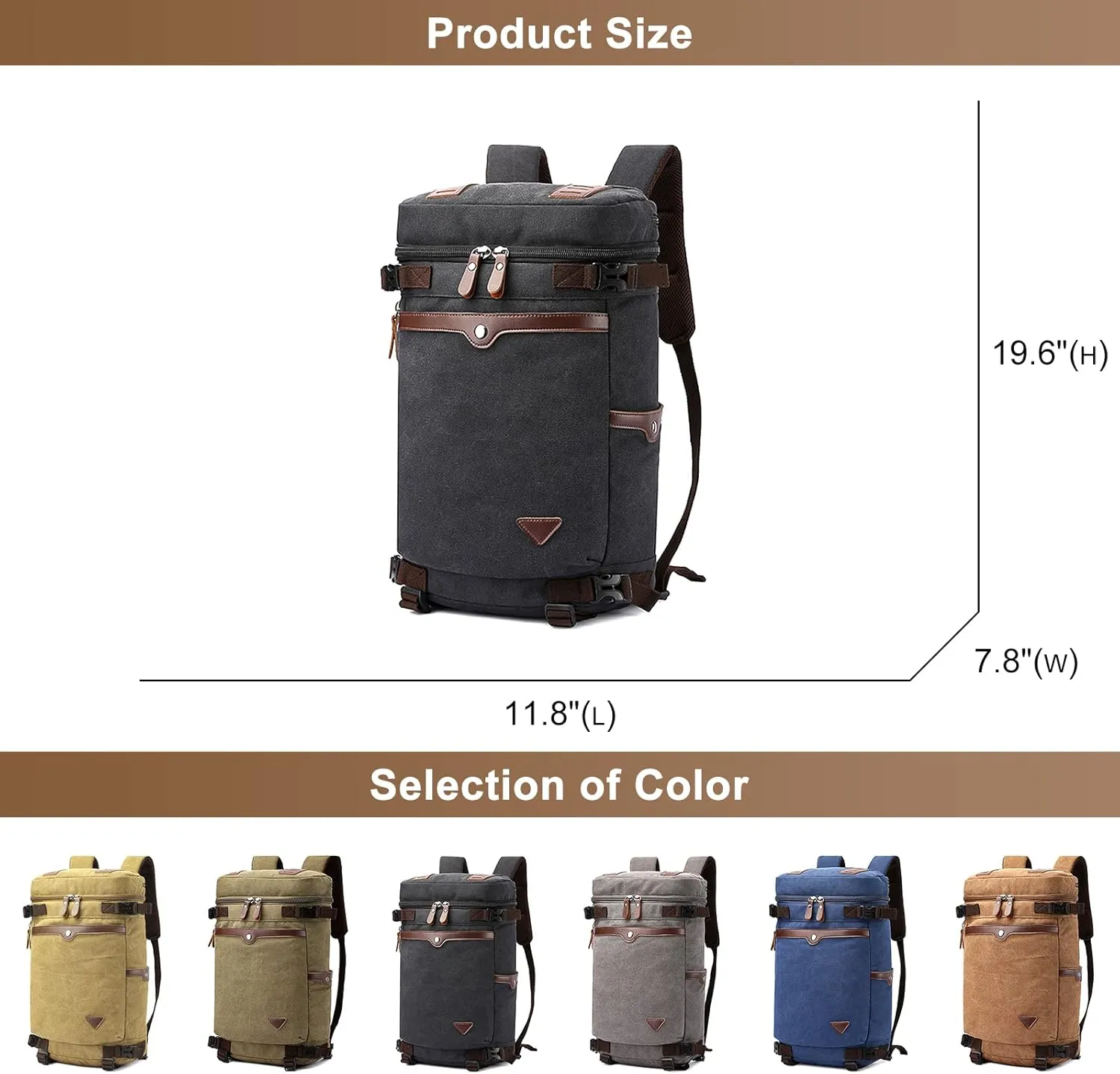 Men's Vintage Backpack Convertible Travel Duffel Bags Canvas Large Capacity Shoulder Bag for Climbing Camping (Blue)