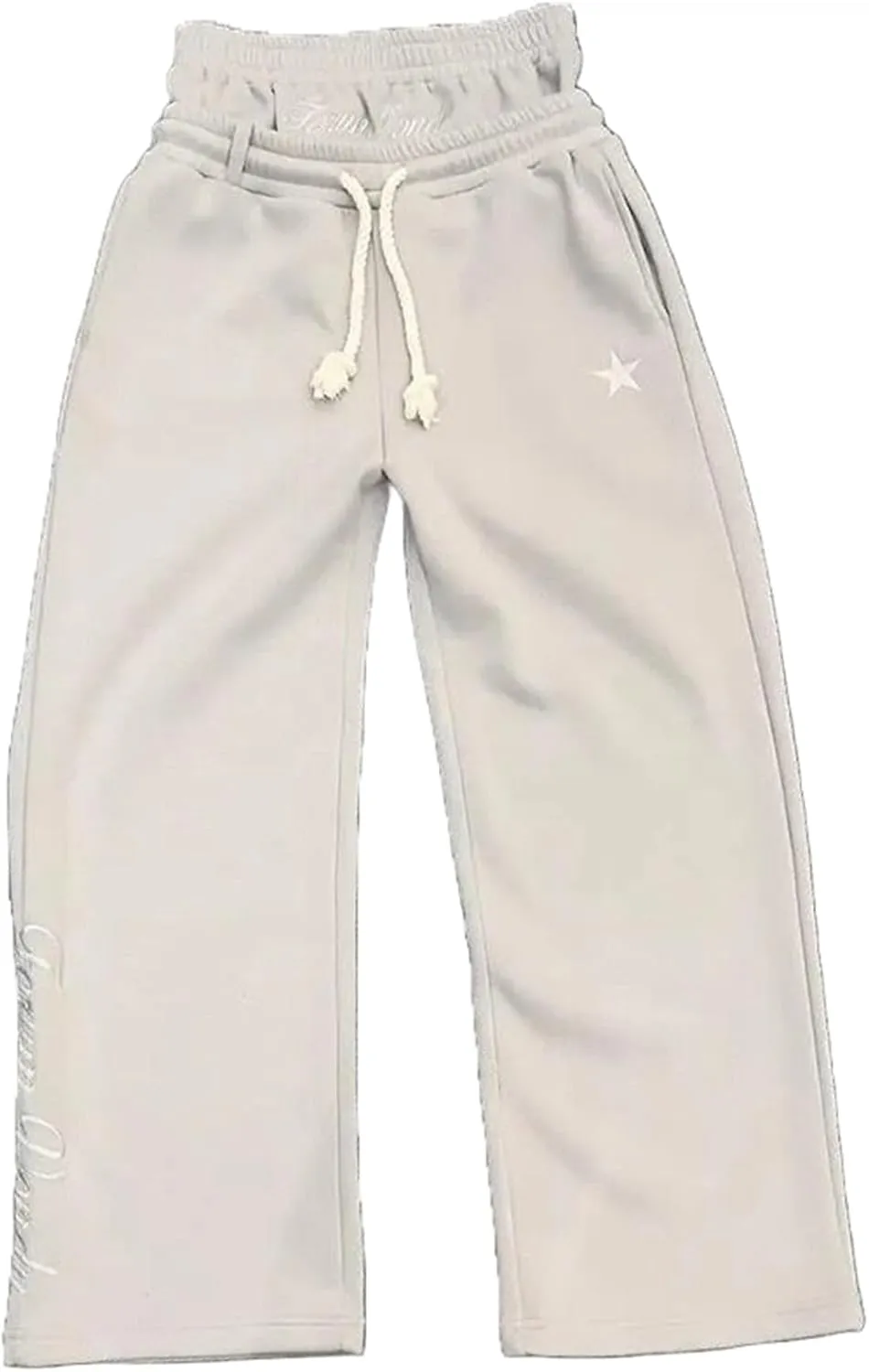 Mens Y2K Hip-Hop Sweatpants Drawstring Embroidery Double Waisted Baggy Wide Leg Vintage Workout Pants