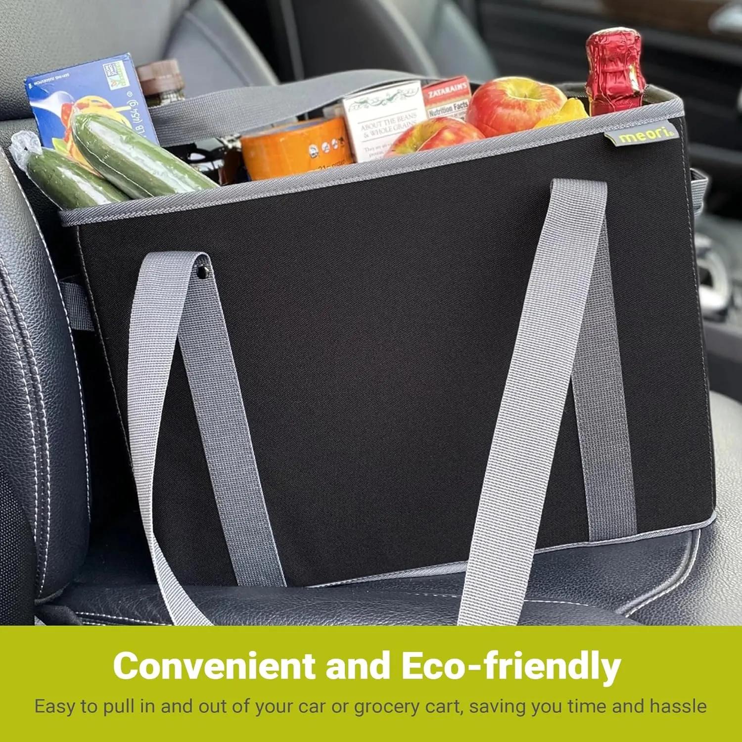 meori Foldable Grocery Basket Collapsible Reusable Market Tote Bag Picnic Errands Shopping Lava Black