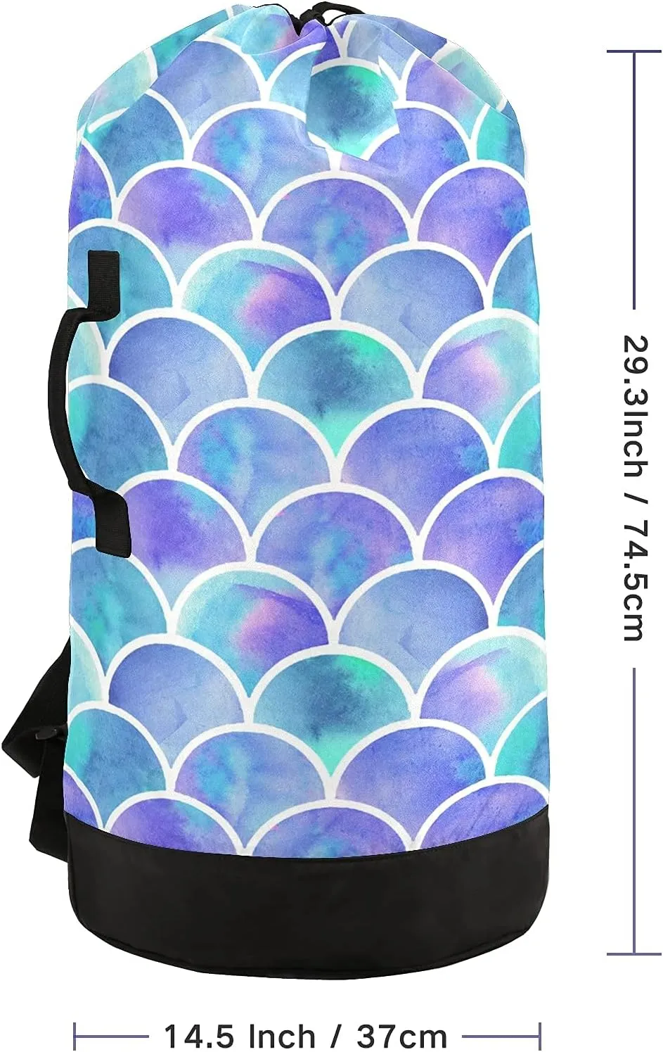 Mermaid Laundry Bag Large Heavy Duty Laundry Backpack for College Students with Shoulder Straps Dirty Clothes Organizer for Traveling Waterproof Blue