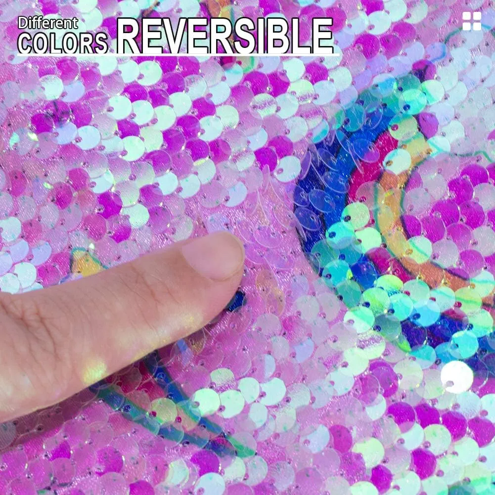 Mermaid Reversible Sequin Drawstring Backpack, Dance Bag for Girls Kids Party Birthday Christmas Gift with Headband Keychain