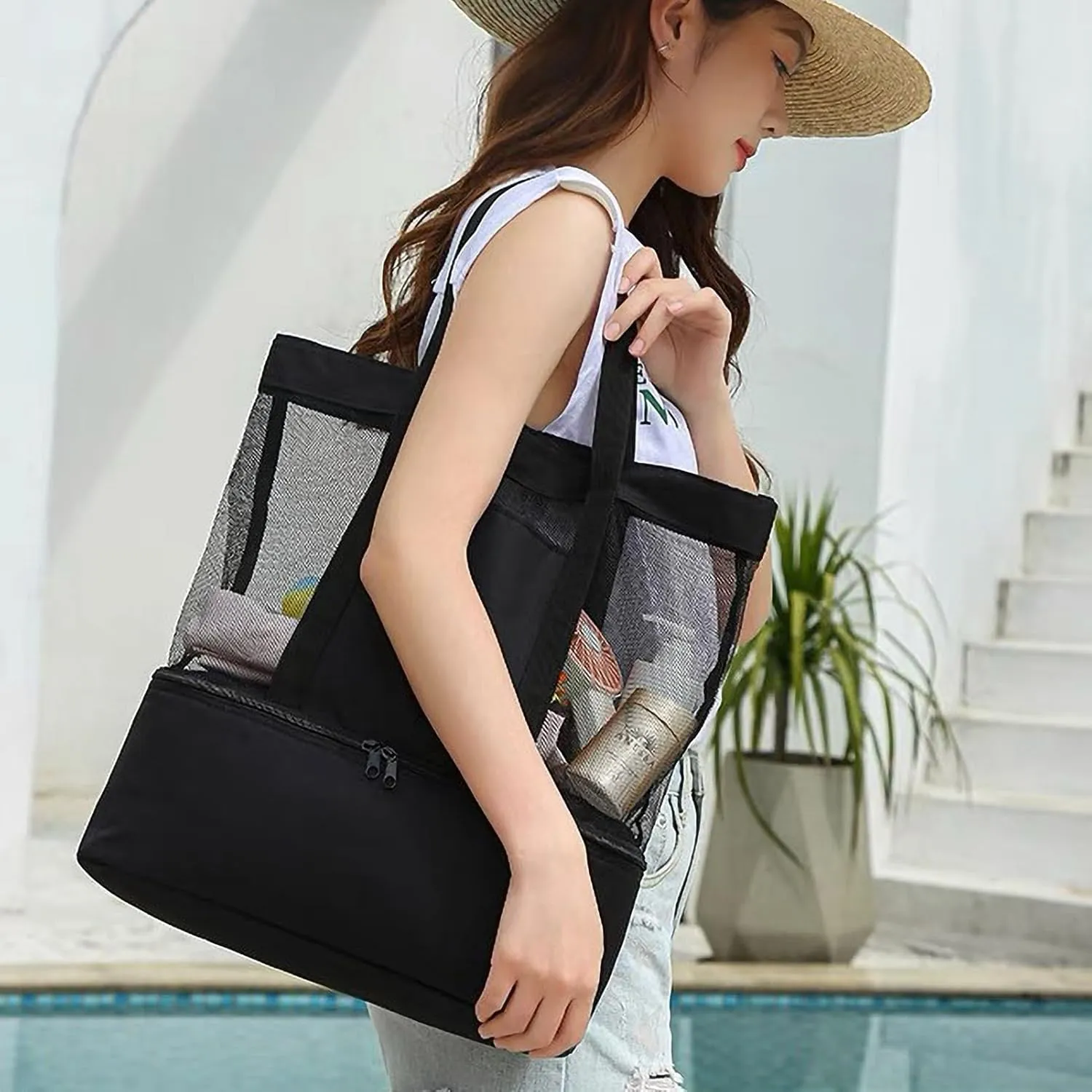 Mesh Gym Swim Bag for Swimmers Wet Bathing Suit Swimsuits Summer Beach Bags Vacation Essentials Accessories