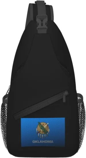 Mesh Style Flag Of Oklahoma Crossbody Bags For Women Men Chest Backpack Gym Shoulder Bag Travel Outdoor Sports Casual Crossbody Bags