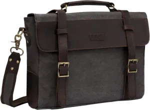 Messenger Bag for Men,Vintage Canvas Leather Canvas Laptop Satchel Shoulder Bag Business Briefcase