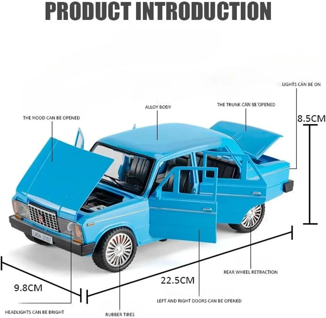 Metal Car Model 1:18 for Lada 2107 Alloy Car Model Classic Fan Collections On Display Home Decoration Display Ornament(White)
