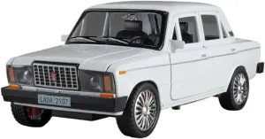 Metal Car Model 1:18 for Lada 2107 Alloy Car Model Classic Fan Collections On Display Home Decoration Display Ornament(White)