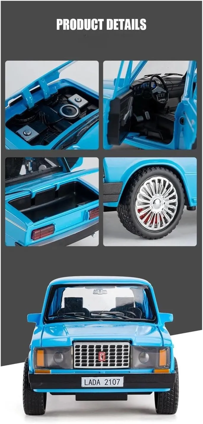 Metal Car Model 1:18 for Lada 2107 Alloy Car Model Classic Fan Collections On Display Home Decoration Display Ornament(White)