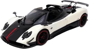 Metal Die Cast Toy Cars 1:18 for Pagani Zonda Cinque Convertible 2009 White Alloy Car Model Collectible Desktop Decoration for Home Or Office Décor