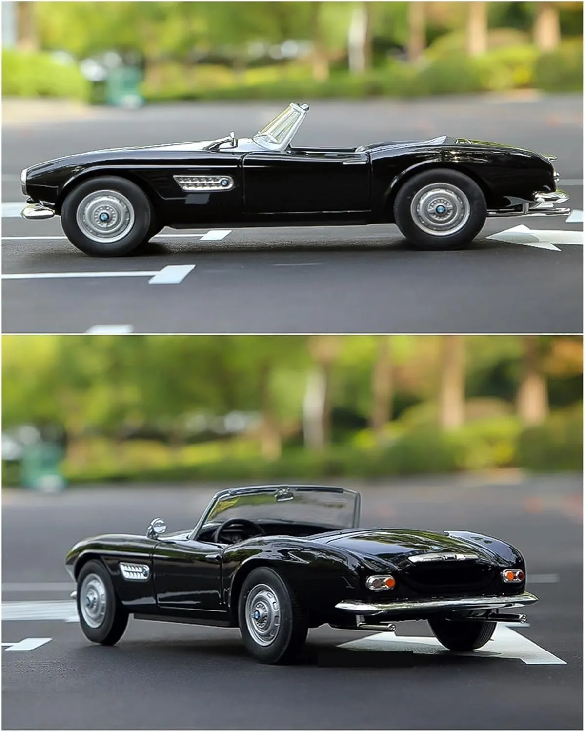 Metal Die Cast Toy Cars 1:24 for BMW 507 Retro Sports Car Model Alloy Convertible Car 1956 Classic Z Series Collection for Home Or Office Décor(Black)