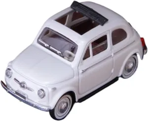 Metal Vehicles Toys 1:43 for Fiat 500 1957 Convertible Compact Car Alloy Car Model White Home Ornament Adult Collection Home Or Office Décor