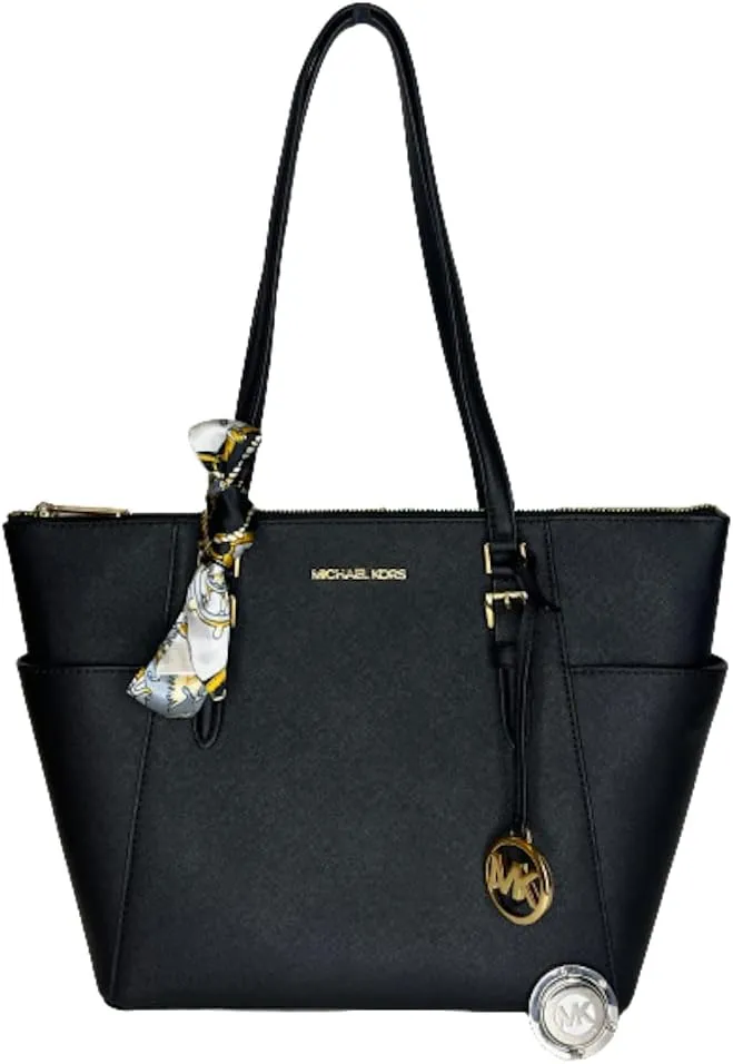 Michael Kors Charlotte Large Top Zip Tote bundled Purse Hook (001)
